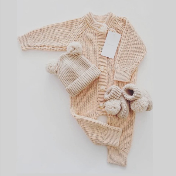 Cotton knitted baby Romper. Apricot. 6-12months. - Picture 3 of 4
